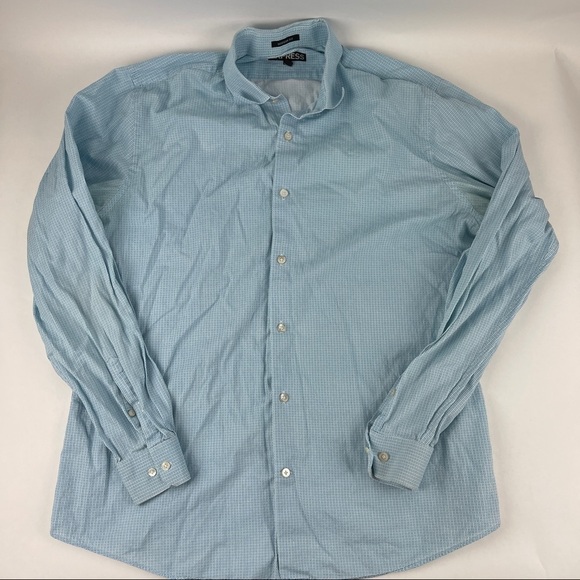 Express Button Up Shirt Mens XL 17-17.5 Modern Fit Blue - Picture 1 of 10